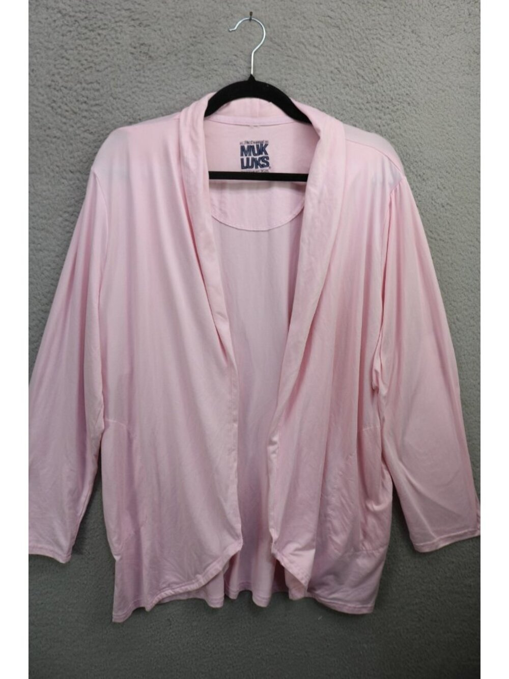 Muk Luks Pink Long Sleeve Open Front Cardigan/Short Robe-Pockets-XL-Soft